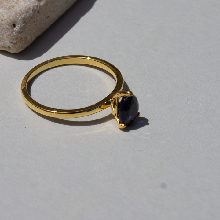 Altın Kaplama Safir Taşlı Yüzük | 925 Gümüş, Rose Altın, 14K ve 18K Altın Seçenekli